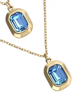 Double necklace with two rectangular faceted crystals