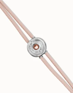 Double pink leather birthstone bracelet with eye