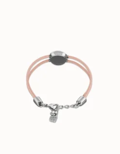Double pink leather birthstone bracelet with eye