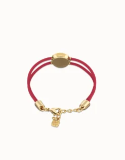 Double pink leather birthstone bracelet with eye