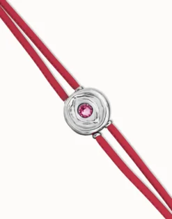 Double pink leather birthstone bracelet with eye