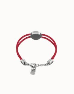 Double pink leather birthstone bracelet with eye
