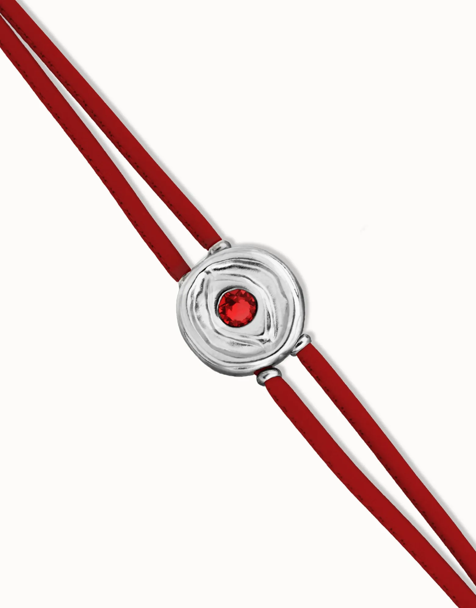 Double red leather birthstone bracelet with eye