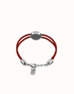 Double red leather birthstone bracelet with eye