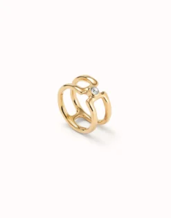 Double ring with white topaz