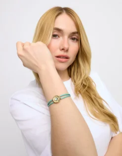 Double turquoise leather birthstone bracelet with eye