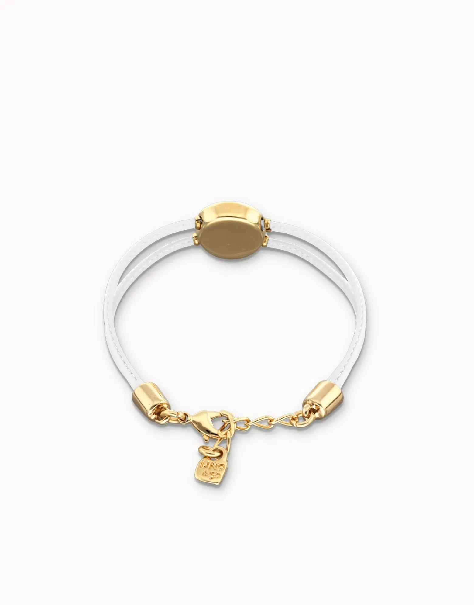 Double white leather birthstone bracelet with eye