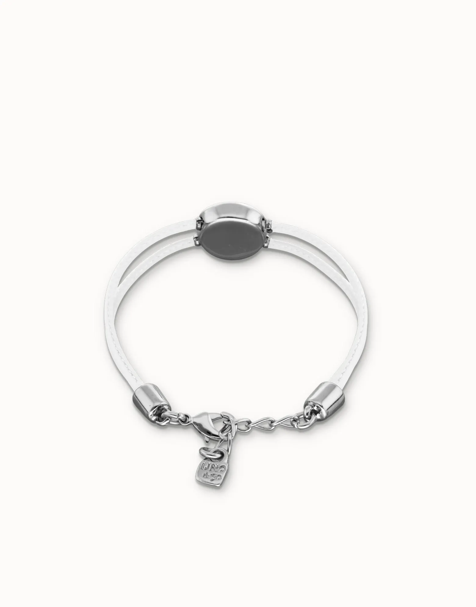 Double white leather birthstone bracelet with eye
