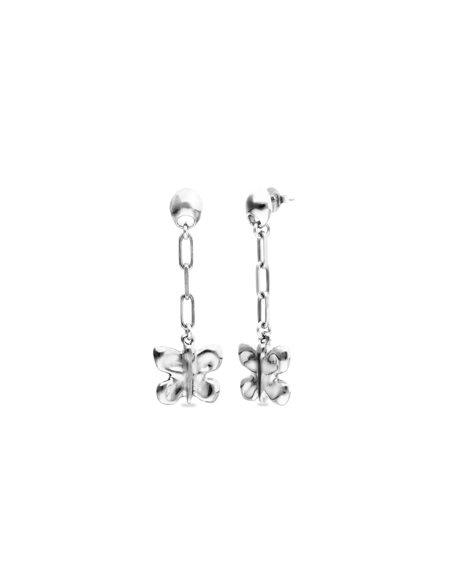 Drop earrings with a butterfly-shaped ornament