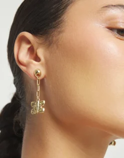 Drop earrings with a butterfly-shaped ornament