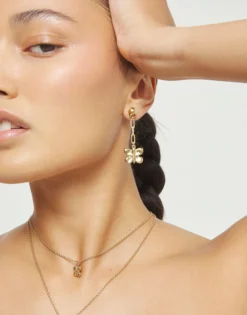 Drop earrings with a butterfly-shaped ornament