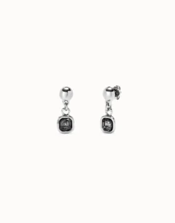 Drop earrings with black crystal