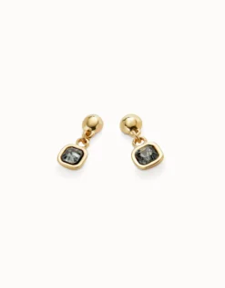 Drop earrings with black crystal