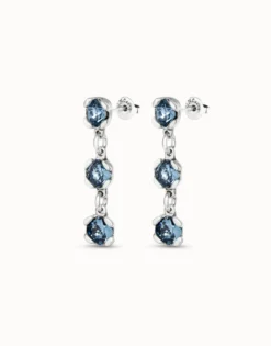 Drop earrings with blue crystals