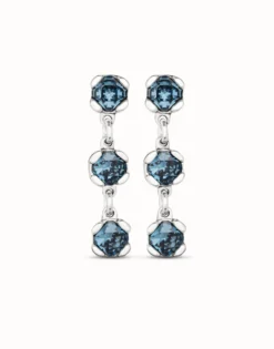 Drop earrings with blue crystals