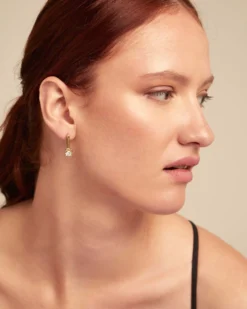 Drop earrings with blue cubic zirconia