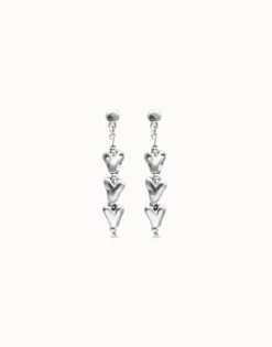 Drop earrings with chained hearts