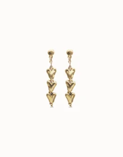 Drop earrings with chained hearts