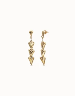 Drop earrings with chained hearts
