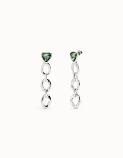 Drop earrings with green crystal