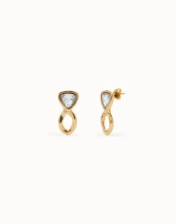 Drop earrings with green crystals