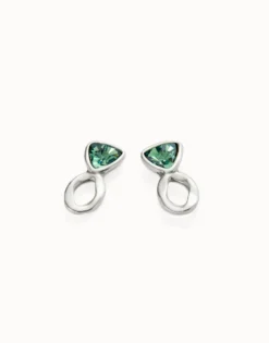 Drop earrings with green crystals