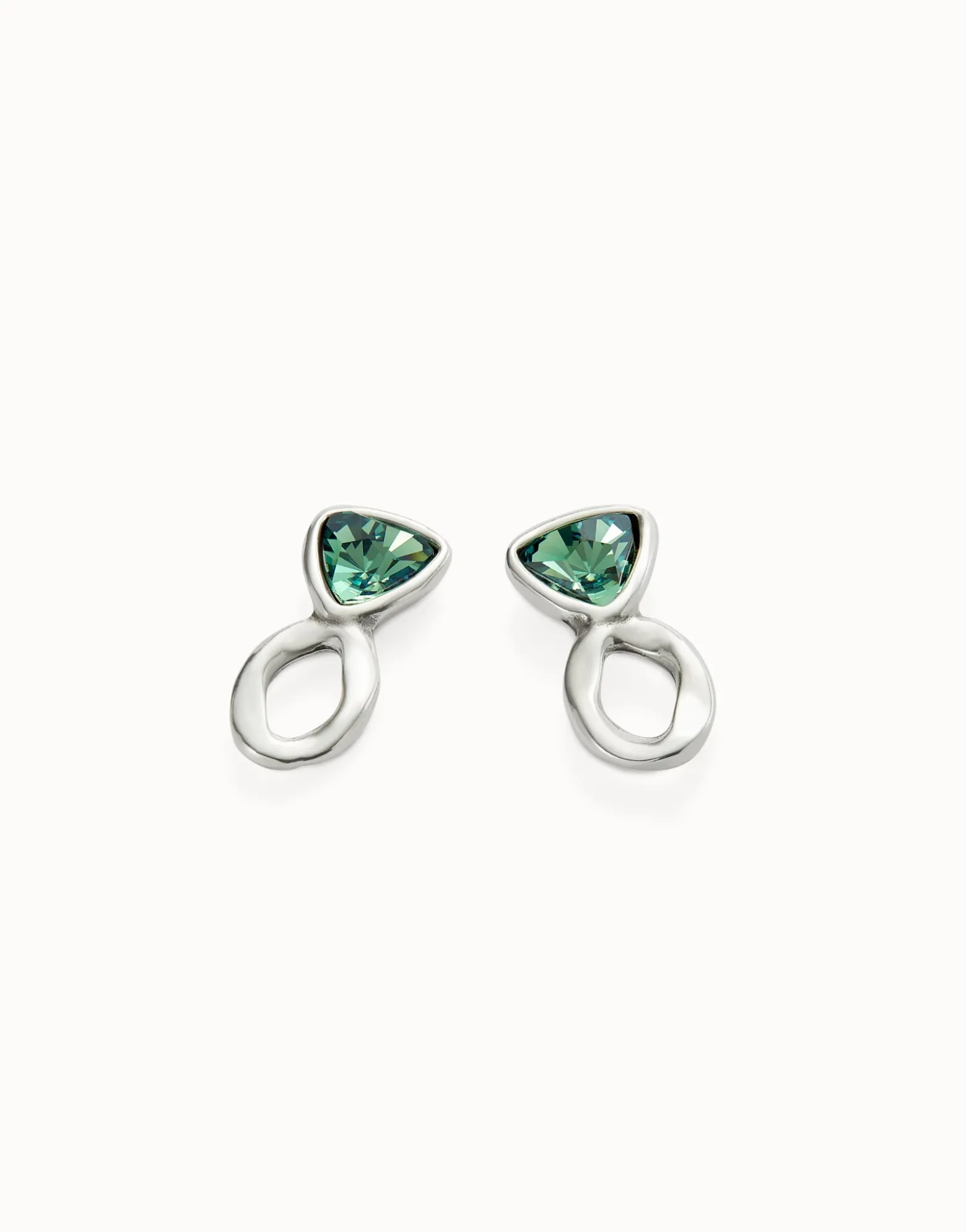 Drop earrings with green crystals
