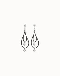Drop earrings with leather earrings and sphere detail