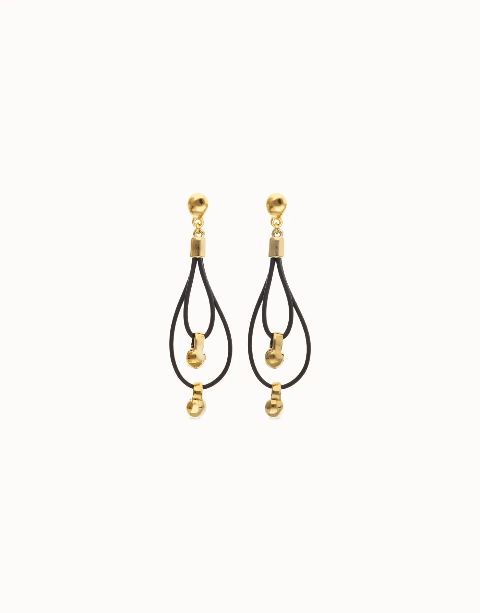 Drop earrings with leather earrings and sphere detail