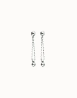 Drop earrings with long chain and sphere