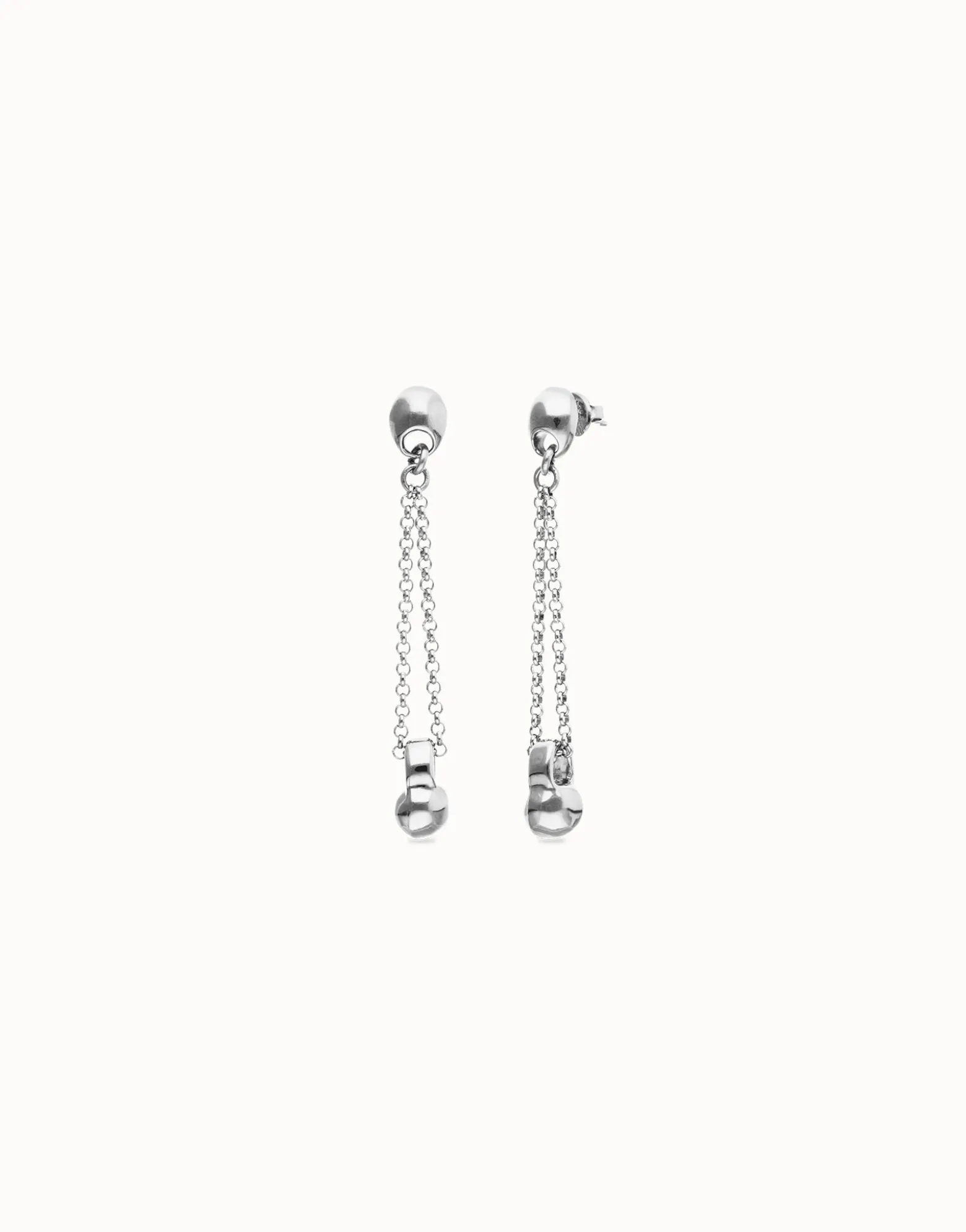 Drop earrings with long chain and sphere