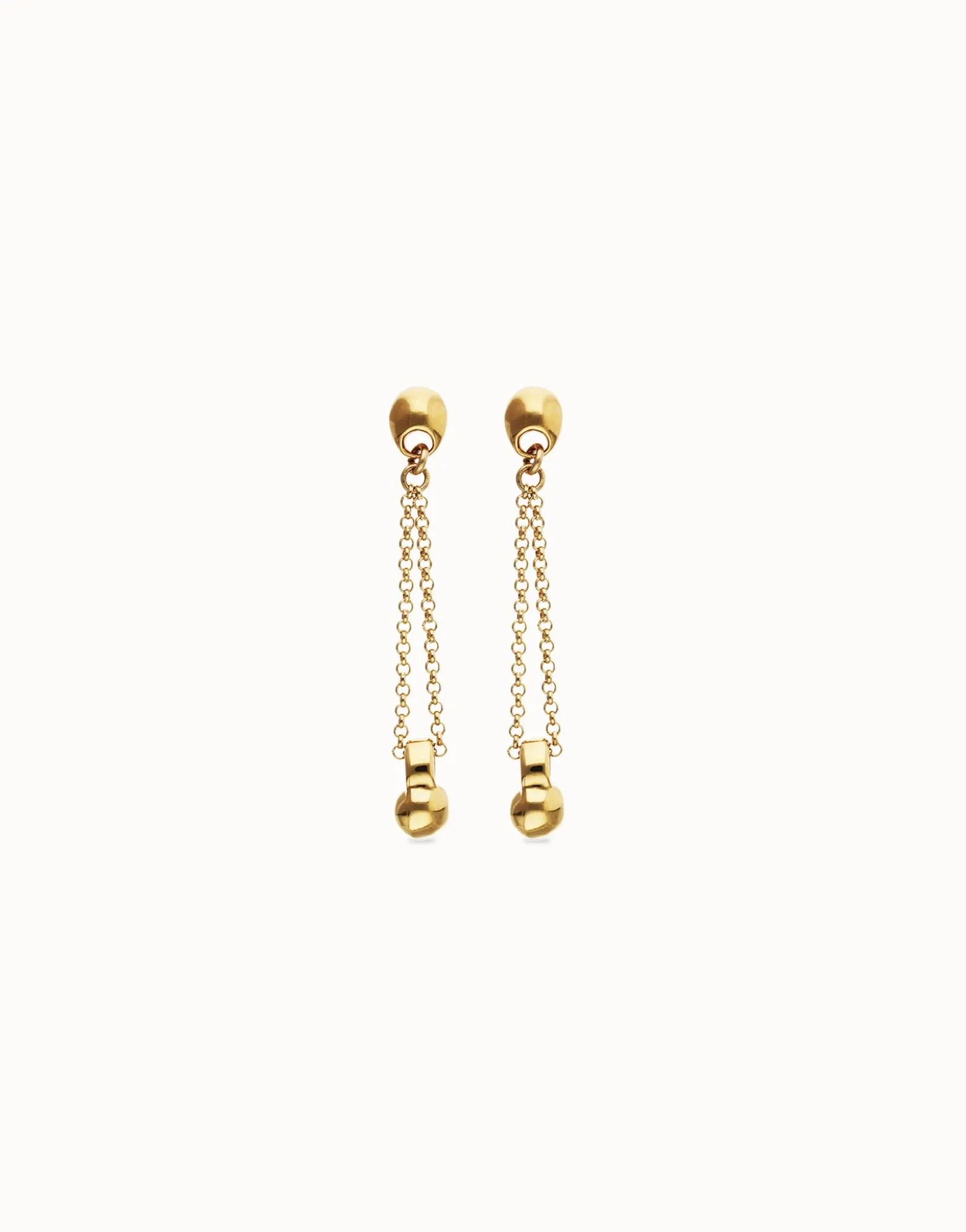 Drop earrings with long chain and sphere