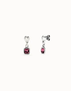 Drop earrings with pink crystal
