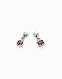 Drop earrings with pink crystal