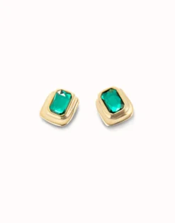 Earrings with green crystal