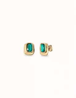 Earrings with green crystal