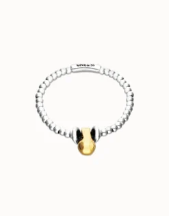 Elastic beaded bracelet with small and large beads