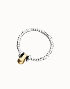 Elastic beaded bracelet with small and large beads