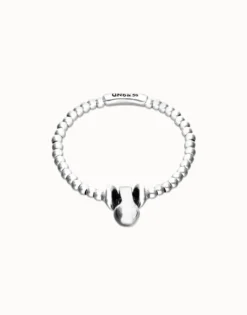 Elastic beaded bracelet with small and large beads