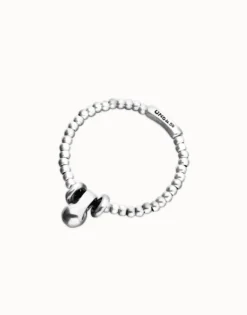 Elastic beaded bracelet with small and large beads