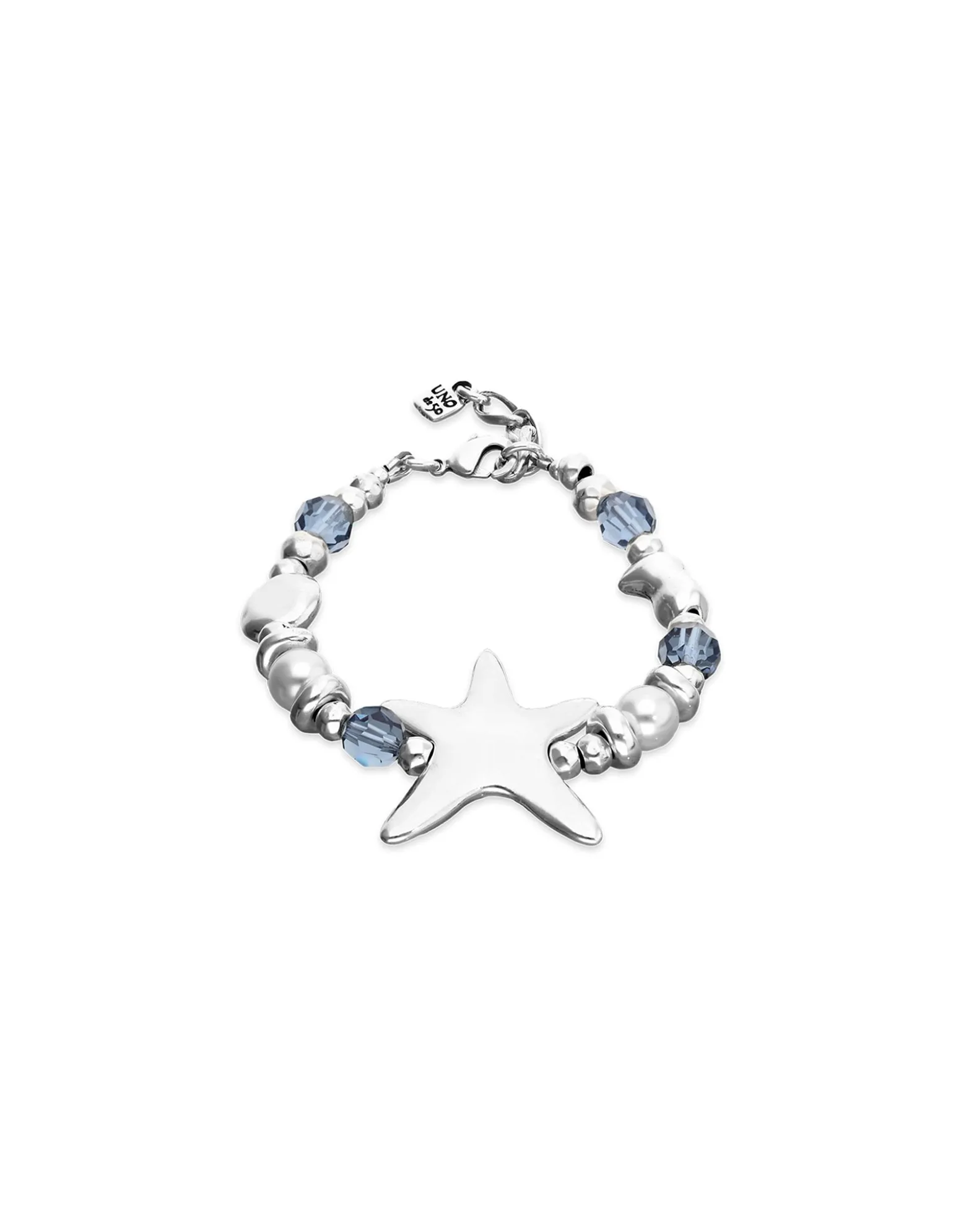 Elastic bracelet with blue crystals and starfish