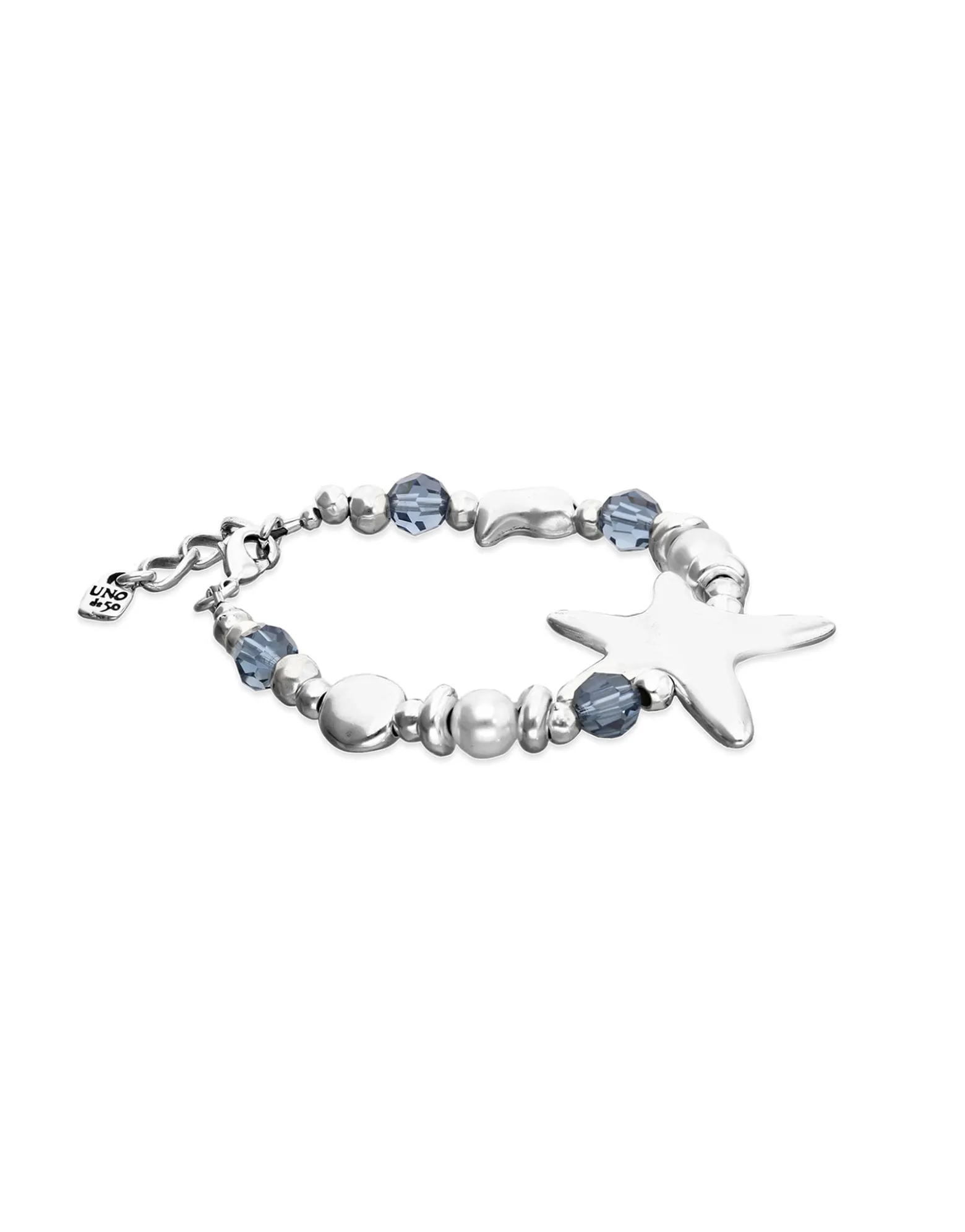 Elastic bracelet with blue crystals and starfish