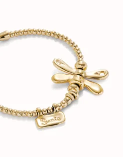 Elastic bracelet with 18K gold-plated dragonfly