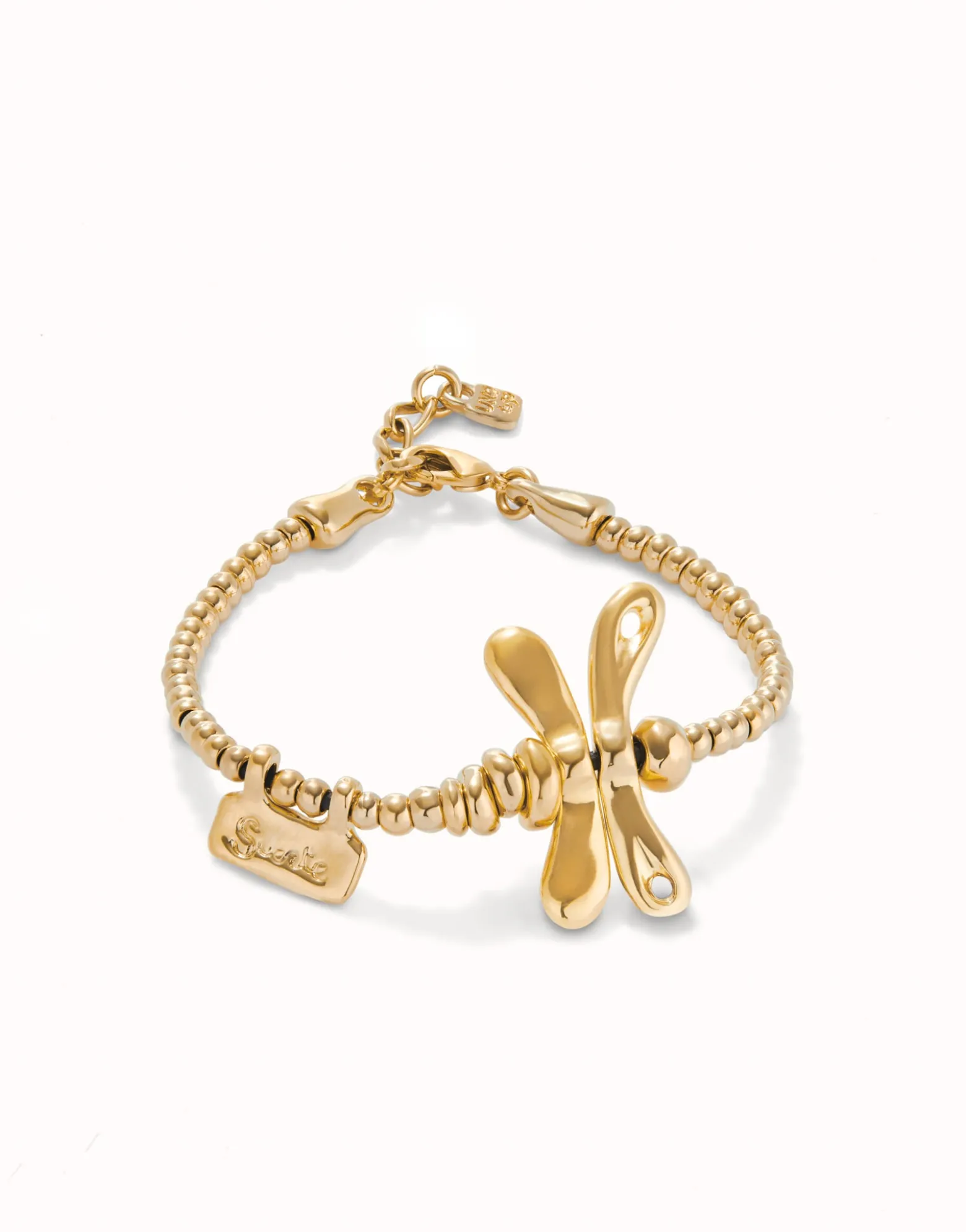 Elastic bracelet with 18K gold-plated dragonfly