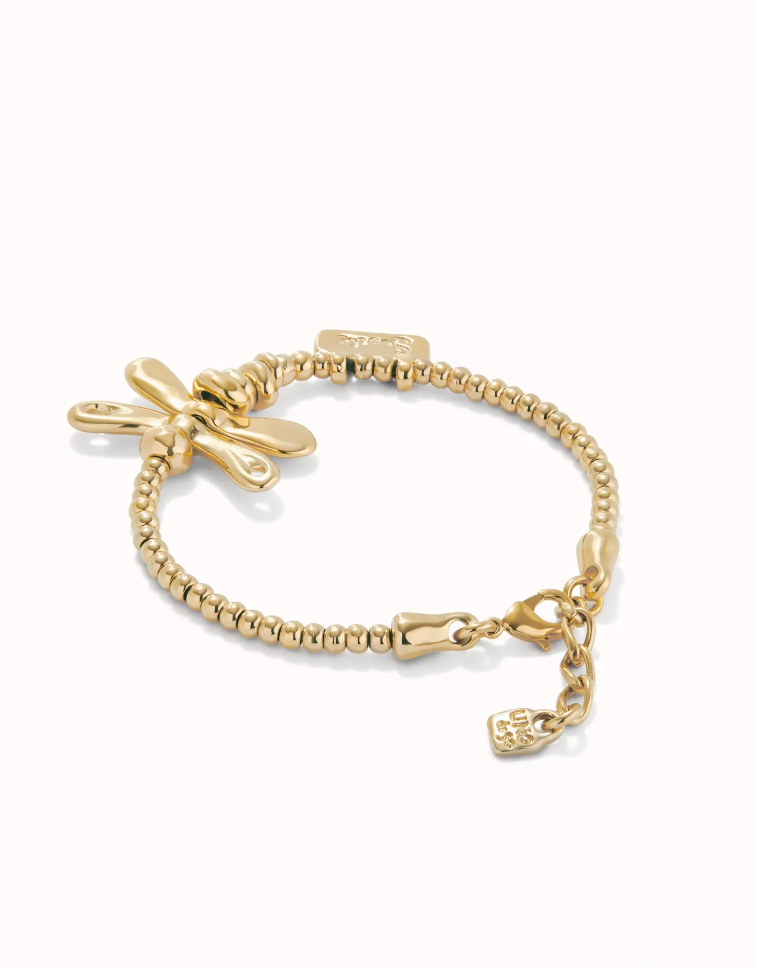 Elastic bracelet with 18K gold-plated dragonfly
