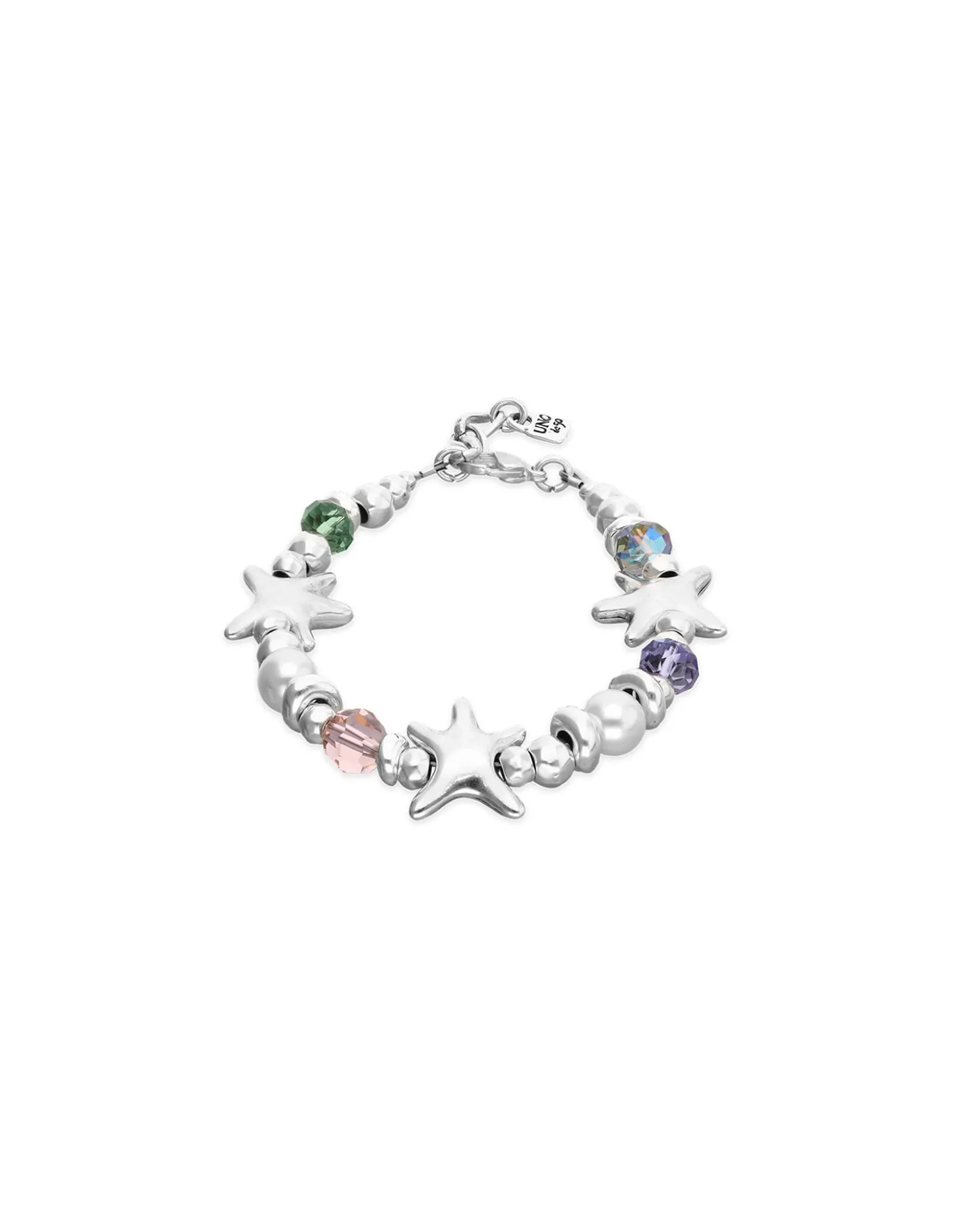 Elastic bracelet with multicolored crystals and starfish