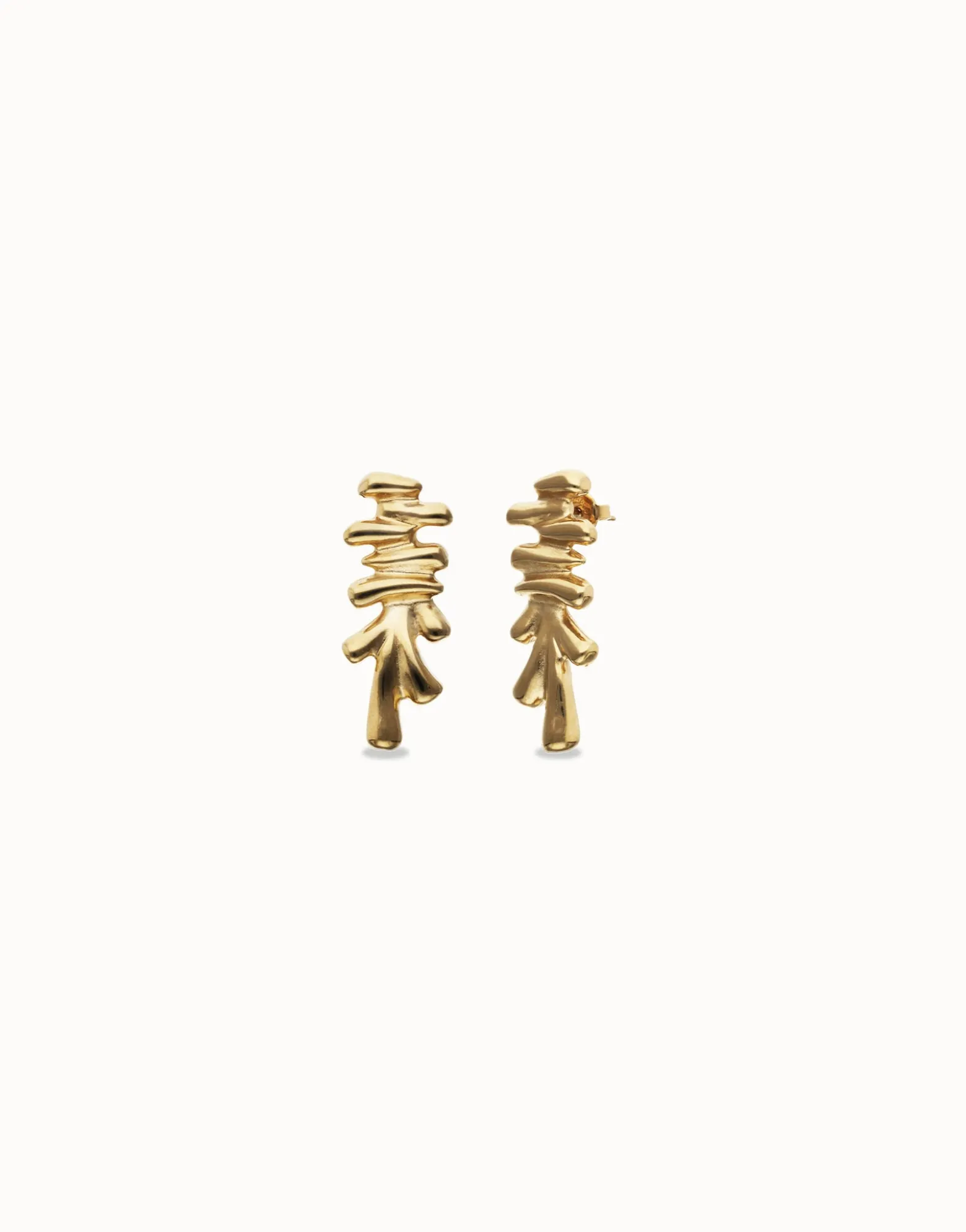 Elongated earrings with an irregular shape