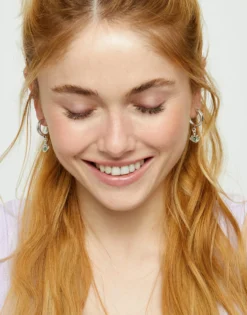 Eye-shaped drop earrings with verde crystal