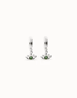 Eye-shaped drop earrings with verde crystal