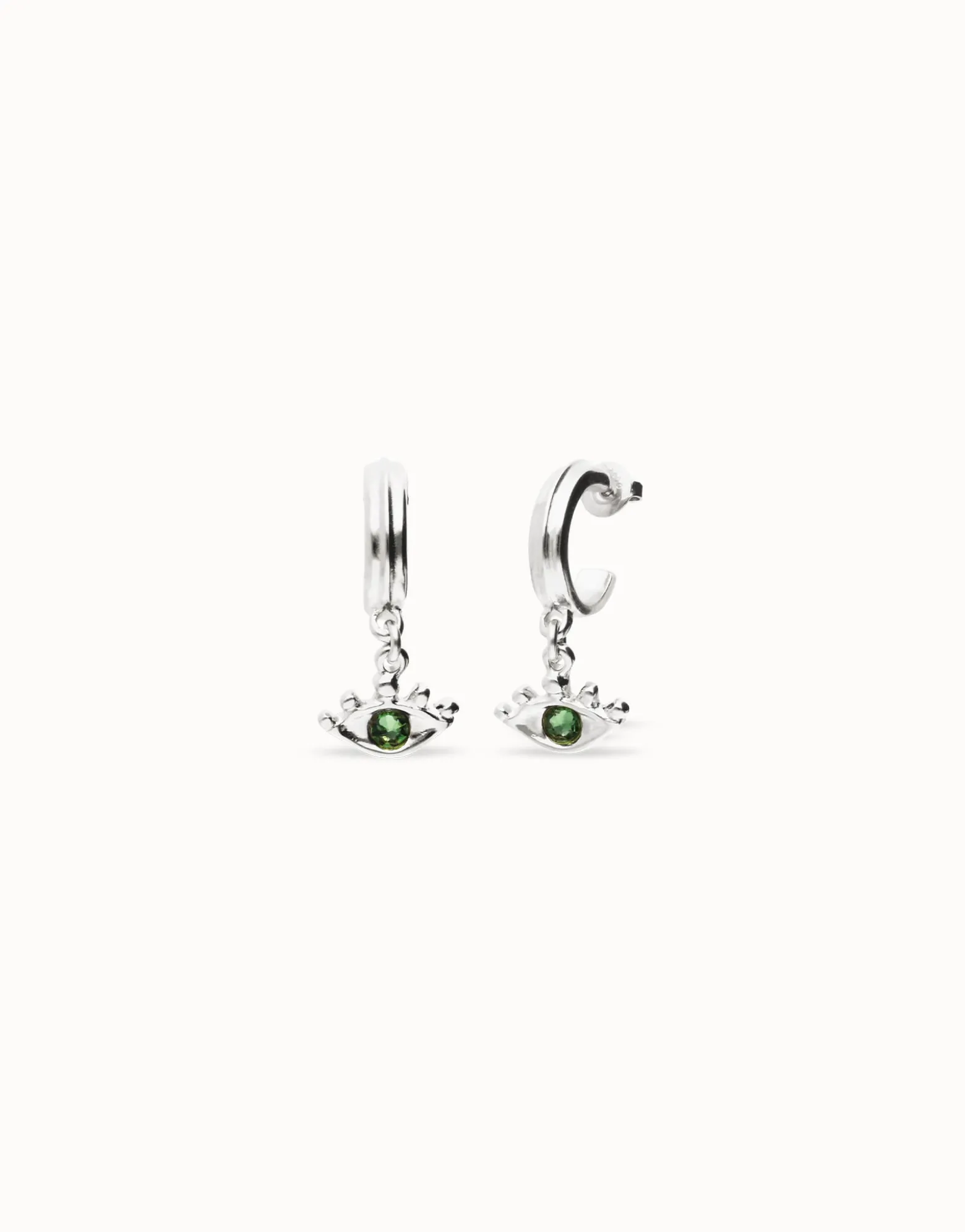 Eye-shaped drop earrings with verde crystal